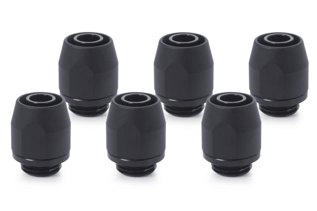 Alphacool HF compression Fitting TPV Metall - 12,7/7,6mm Straight - Black - 6pcs Kit