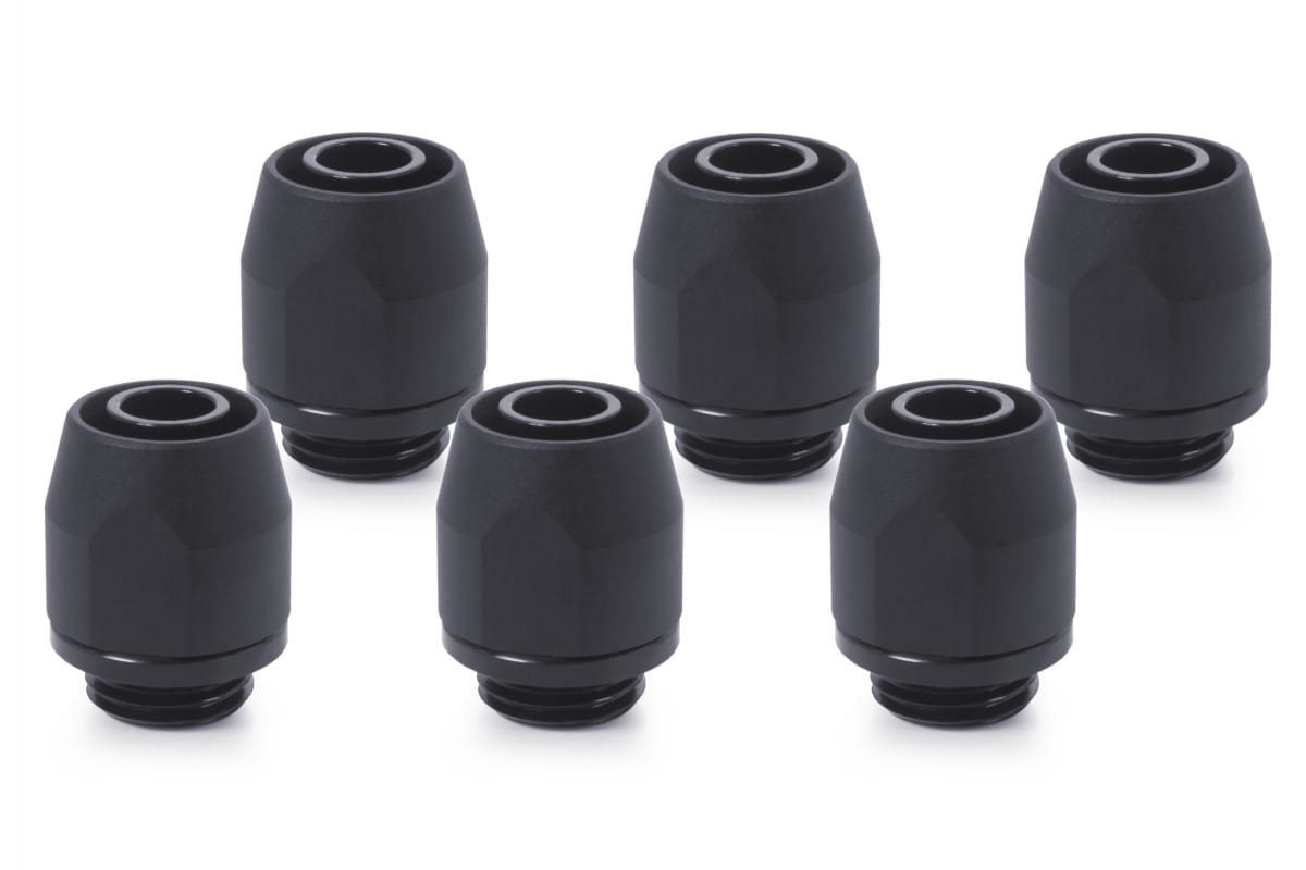 Alphacool HF compression Fitting TPV Metall - 12,7/7,6mm Straight - Black - 6pcs Kit
