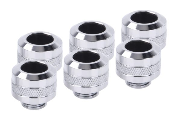 Alphacool Eiszapfen PRO 13mm HardTube Fitting G1/4 – Chrome (6 Pack)