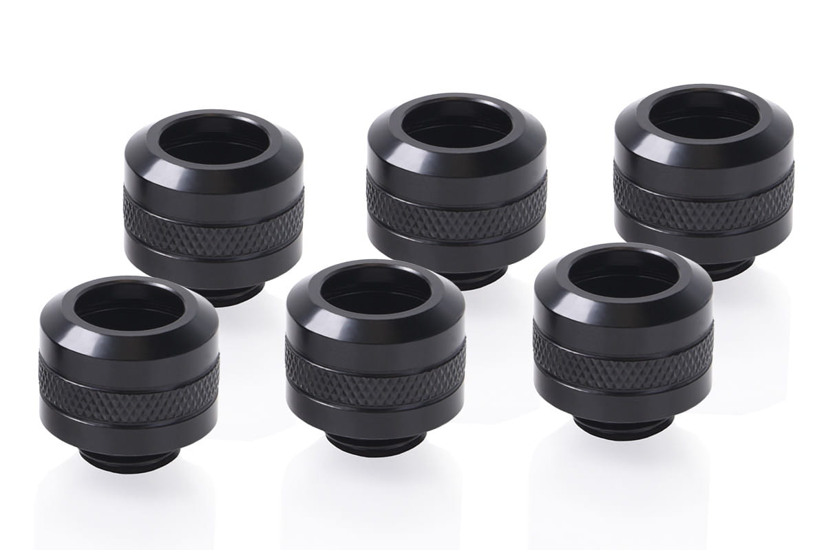 Alphacool Eiszapfen PRO 13mm HardTube Fitting G1/4 - Black (6 Pack) : image 1