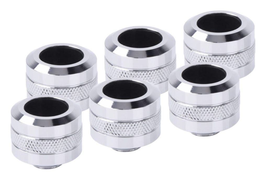 Alphacool Eiszapfen PRO 16mm HardTube Fitting G1/4 - Chrome (6 Pack) : image 1