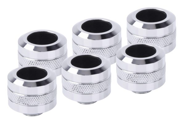 Alphacool Eiszapfen PRO 16mm HardTube Fitting G1/4 – Chrome (6 Pack)