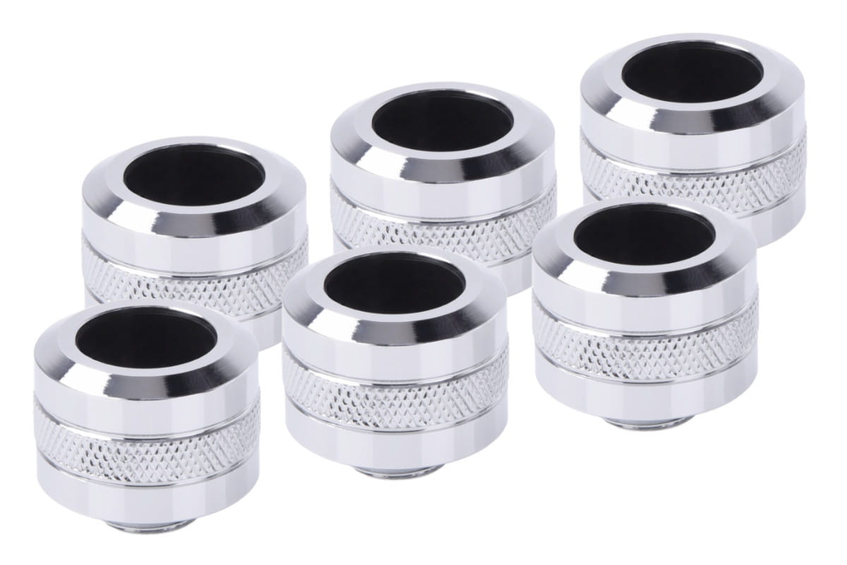 Alphacool Eiszapfen PRO 16mm HardTube Fitting G1/4 - Chrome (6 Pack) : image 1
