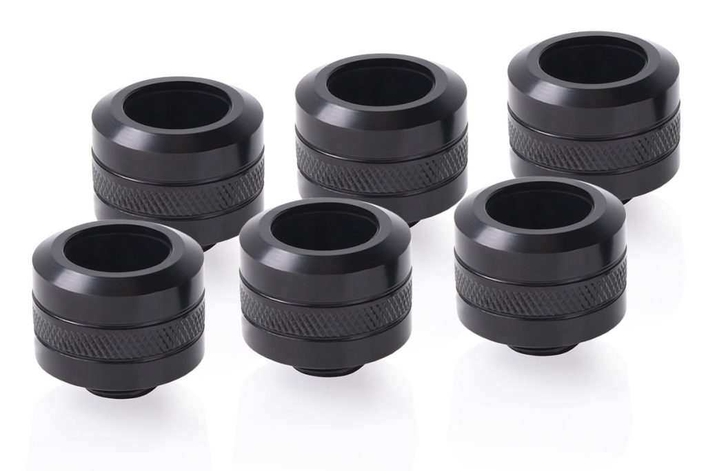 Alphacool Eiszapfen PRO 16mm HardTube Fitting G1/4 - Black (6 Pack) : image 1