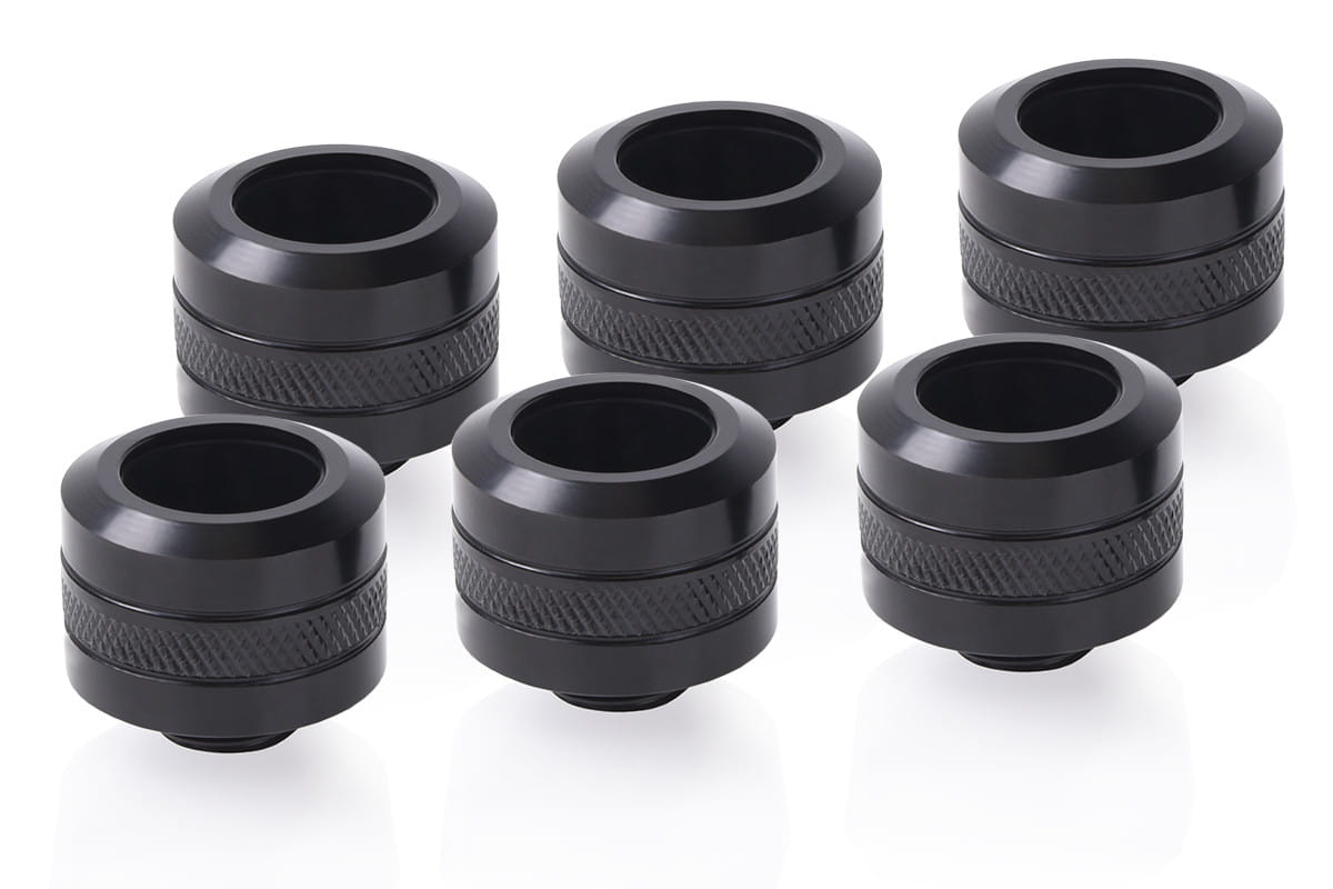 Alphacool Eiszapfen PRO 16mm HardTube Fitting G1/4 - Black (6 Pack) : image 1