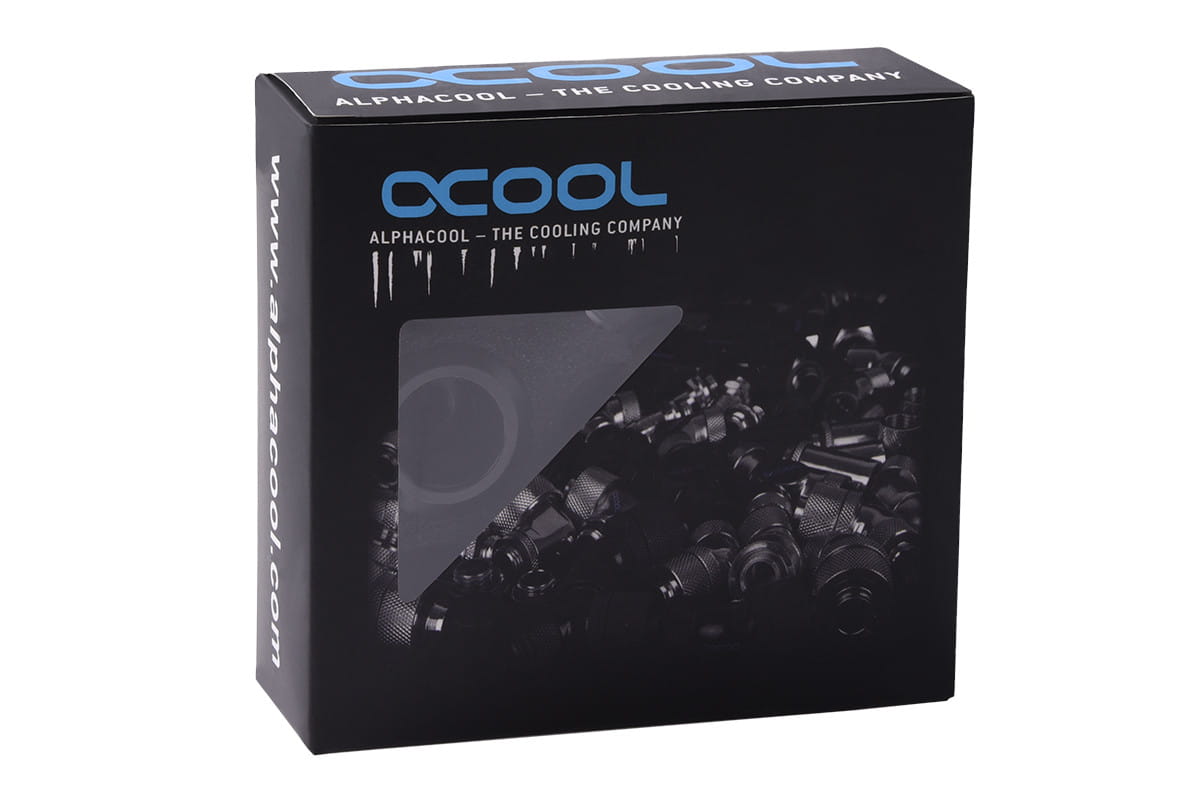 Alphacool Eiszapfen PRO 16mm HardTube Fitting G1/4 - Black (6 Pack) : image 5