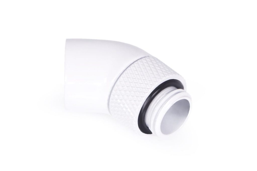 Alphacool Eiszapfen angled adaptor 45- rotatable G1/4 outer thread to G1/4 inner thread - white