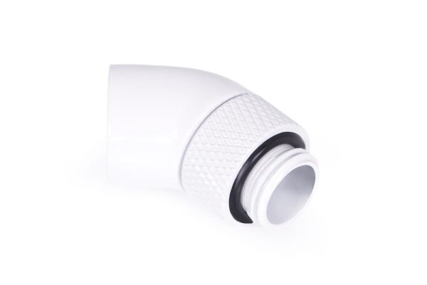 Alphacool Eiszapfen angled adaptor 45- rotatable G1/4 outer thread to G1/4 inner thread – white