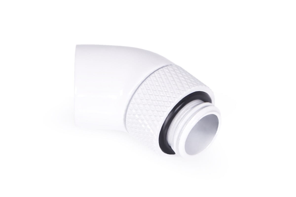 Alphacool Eiszapfen angled adaptor 45- rotatable G1/4 outer thread to G1/4 inner thread - white