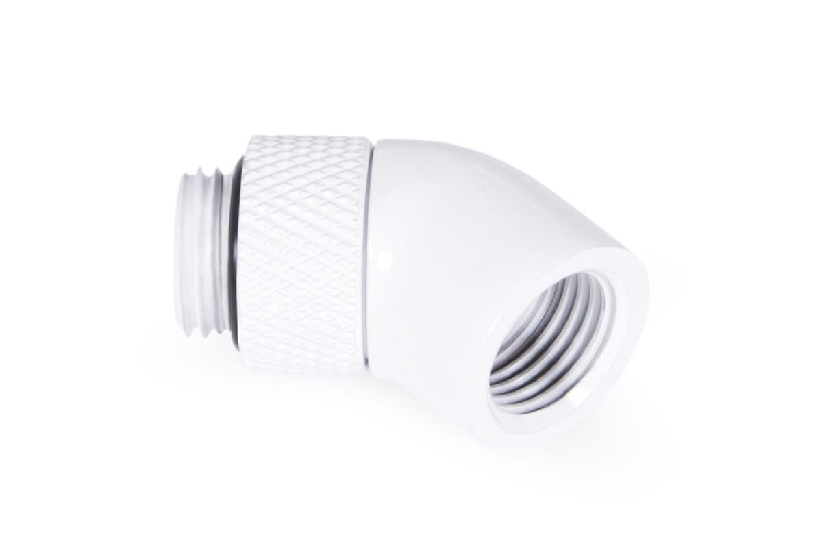 Alphacool Eiszapfen angled adaptor 45- rotatable G1/4 outer thread to G1/4 inner thread - white