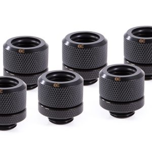 Alphacool Eiszapfen 14mm HardTube compression fitting G1/4 - knurled - deep black sixpack