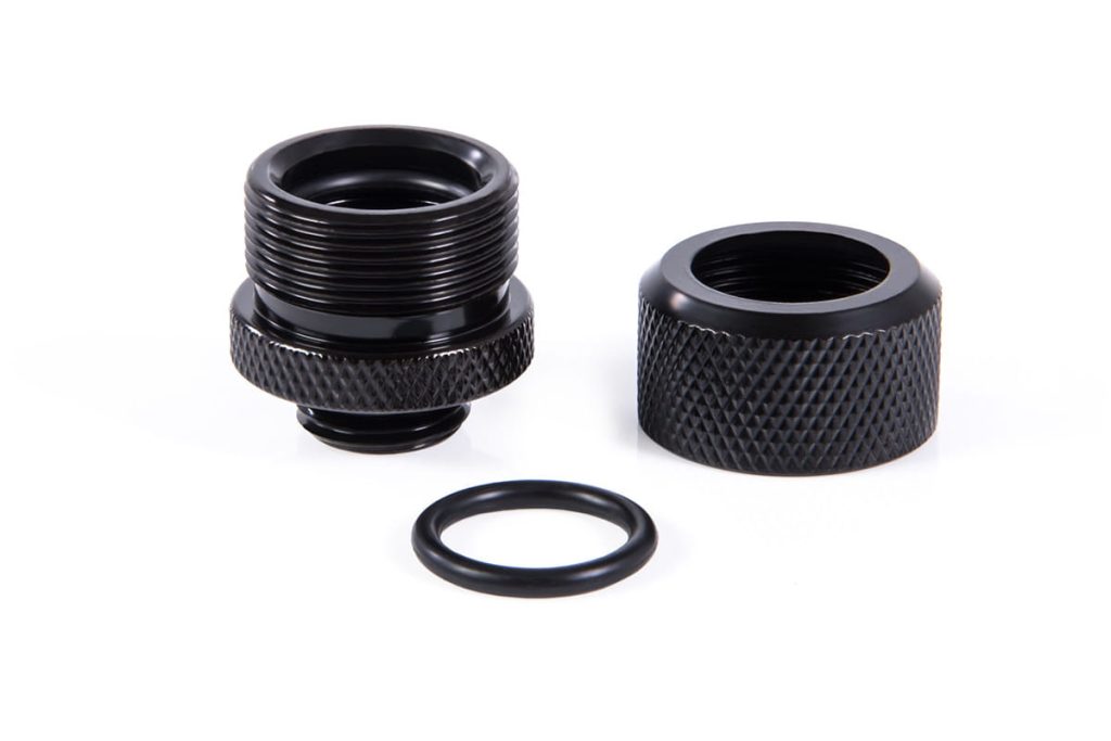 Alphacool Eiszapfen 14mm HardTube compression fitting G1/4 - knurled - deep black sixpack