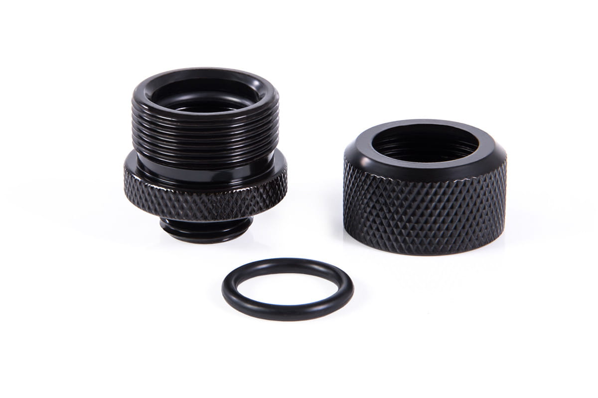 Alphacool Eiszapfen 14mm HardTube compression fitting G1/4 - knurled - deep black sixpack