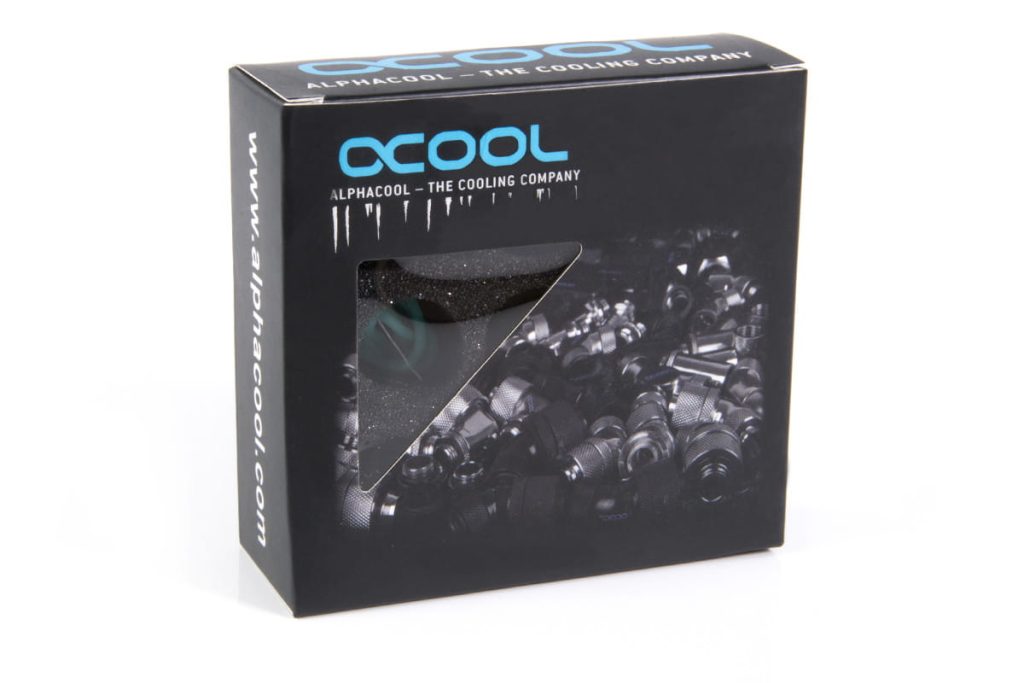 Alphacool Eiszapfen 14mm HardTube compression fitting G1/4 - knurled - deep black sixpack