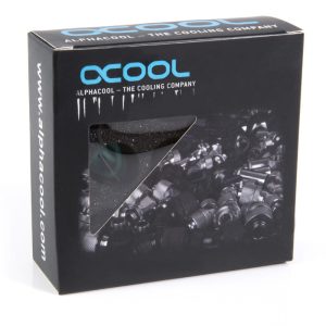 Alphacool Eiszapfen 14mm HardTube compression fitting G1/4 - knurled - deep black sixpack