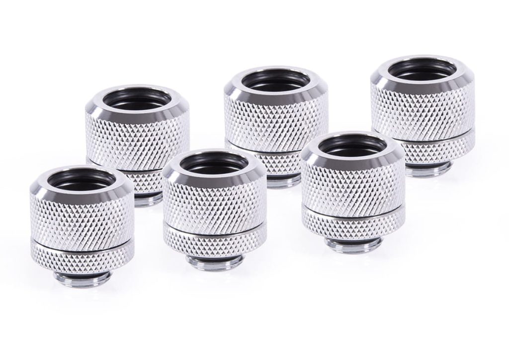 Alphacool Eiszapfen 14mm HardTube compression fitting G1/4 - knurled - chrome sixpack