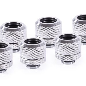 Alphacool Eiszapfen 14mm HardTube compression fitting G1/4 - knurled - chrome sixpack