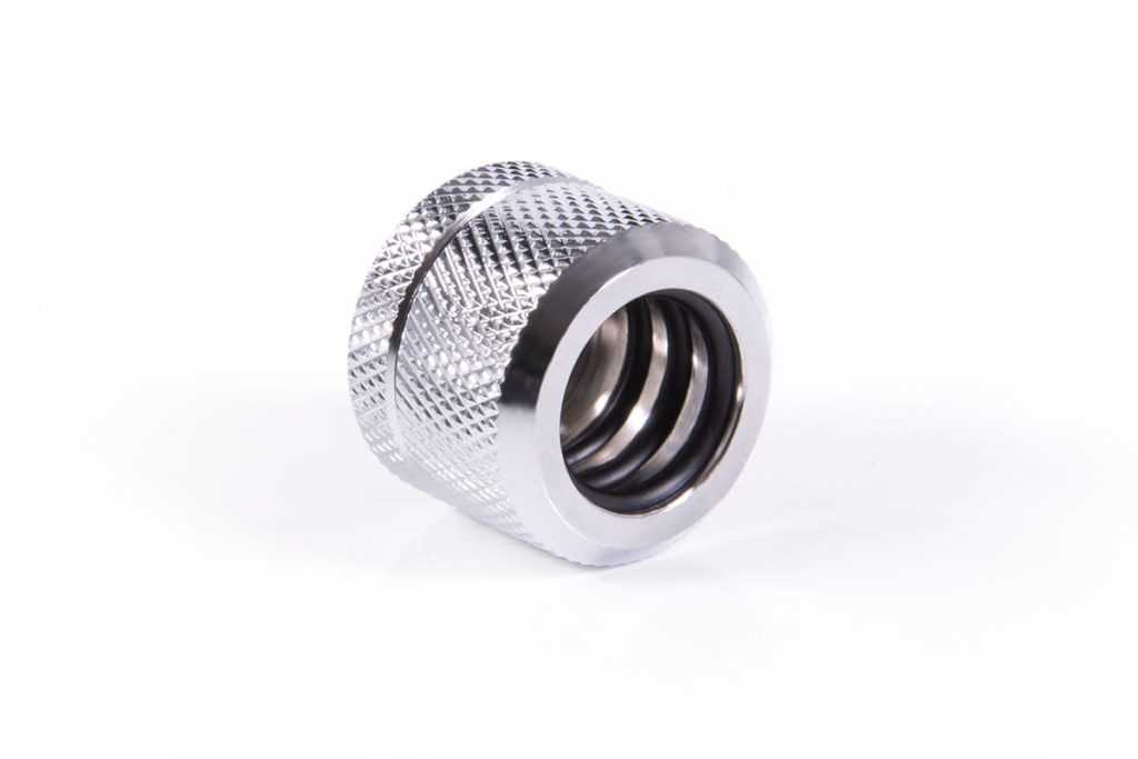 Alphacool Eiszapfen 14mm HardTube compression fitting G1/4 - knurled - chrome sixpack