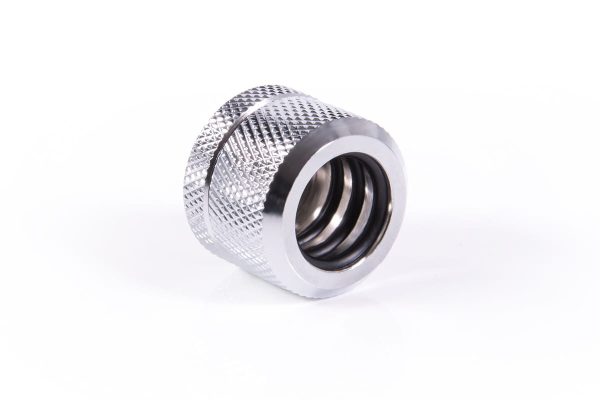 Alphacool Eiszapfen 14mm HardTube compression fitting G1/4 - knurled - chrome sixpack