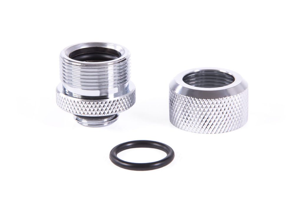 Alphacool Eiszapfen 14mm HardTube compression fitting G1/4 - knurled - chrome sixpack