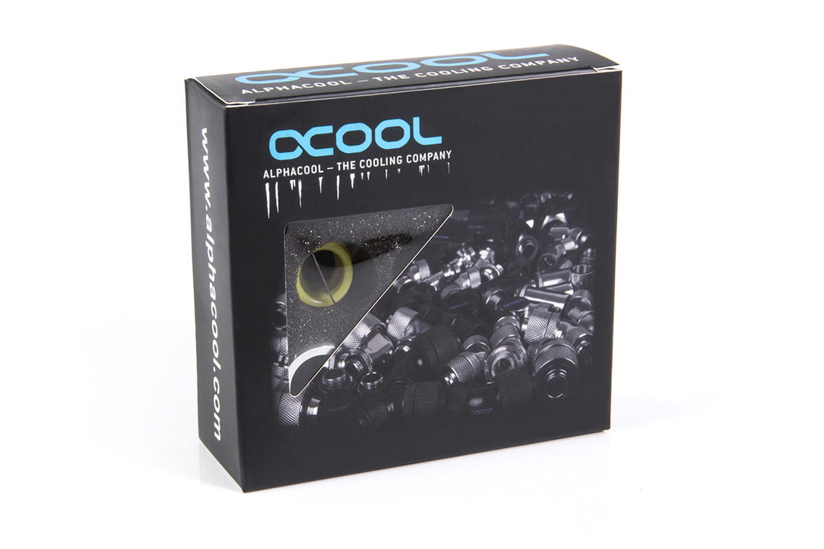Alphacool Eiszapfen 14mm HardTube compression fitting G1/4 - knurled - chrome sixpack