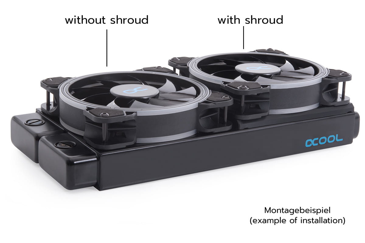 Alphacool Shroud and decoupling 120mm (7mm thickness) incl. 4x M3x37mm Screws