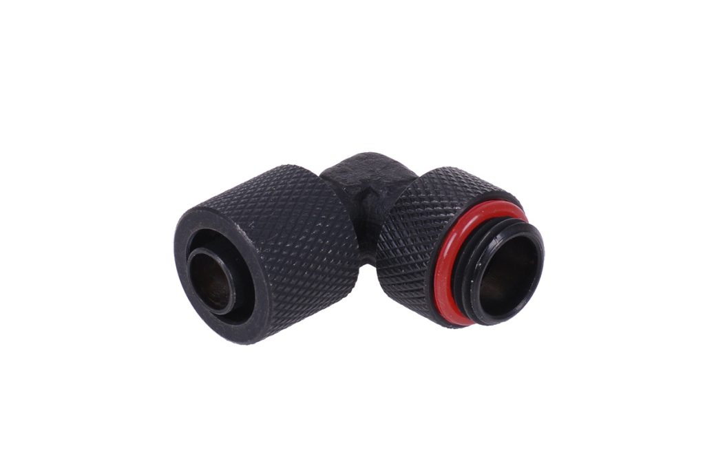 11/8mm (8x1,5mm) compression fitting 90- G1/4 revolvable - knurled - matte black