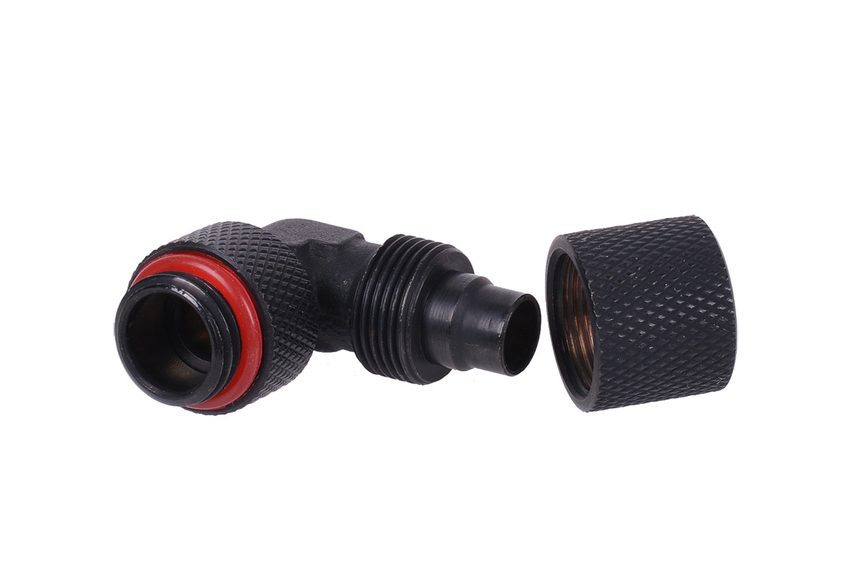 11/8mm (8x1,5mm) compression fitting 90- G1/4 revolvable - knurled - matte black