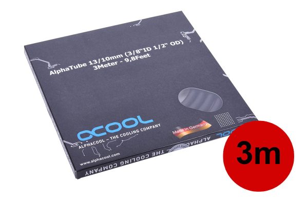Alphacool tubing AlphaTube HF 13/10 (3/8ID) – UV black 3m (9,8ft) Retailbox