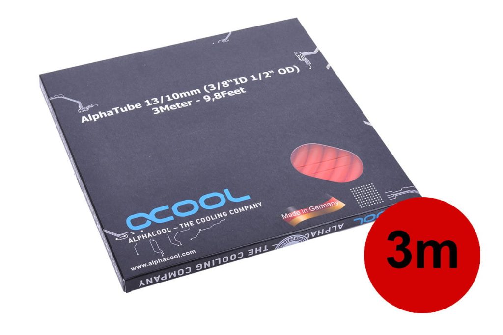 Alphacool tubing AlphaTube HF 13/10 (3/8ID) - UV red 3m (9,8ft) Retailbox