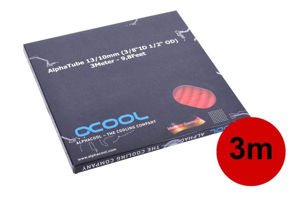Alphacool tubing AlphaTube HF 13/10 (3/8ID) – UV red 3m (9,8ft) Retailbox