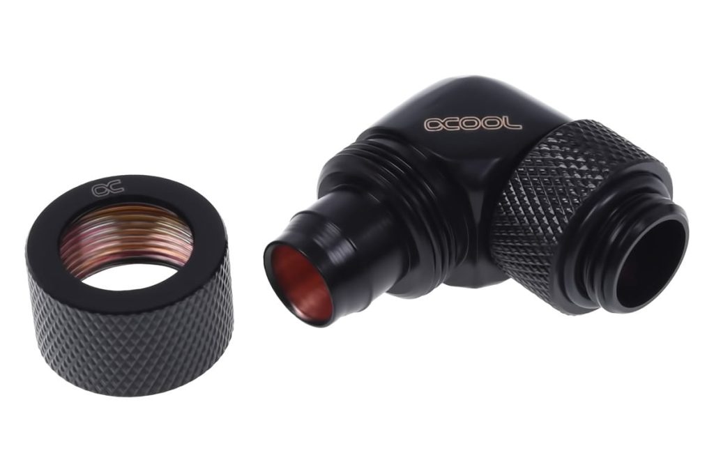 Alphacool 13/10 Compression Fitting 90degree Rotary G1/4 - Deep Black