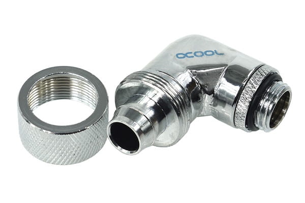 Alphacool 16/10 Compression Fitting 90degree Rotary G1/4 - Chrome