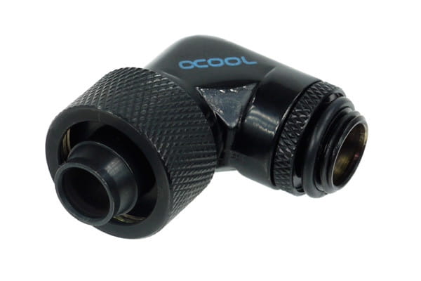 Alphacool 16/10 Compression Fitting 90degree Rotary G1/4 – Deep Black