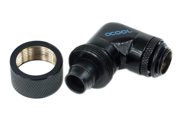 Alphacool 16/10 Compression Fitting 90degree Rotary G1/4 - Deep Black