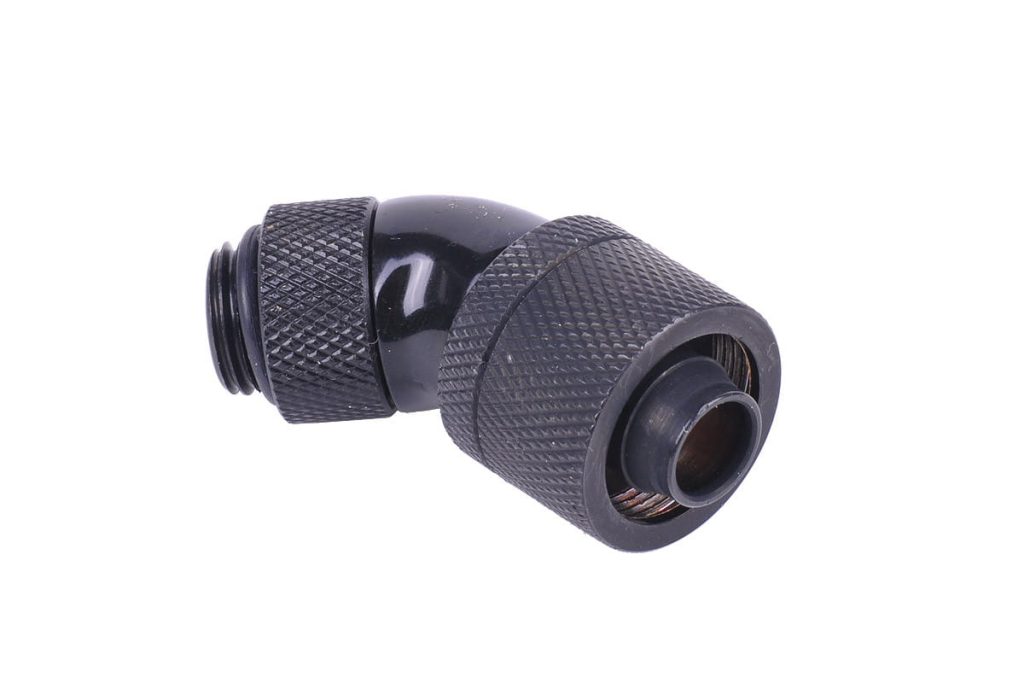 Alphacool 16/10 Compression Fitting 45degree Rotary G1/4 - Deep Black : image 1