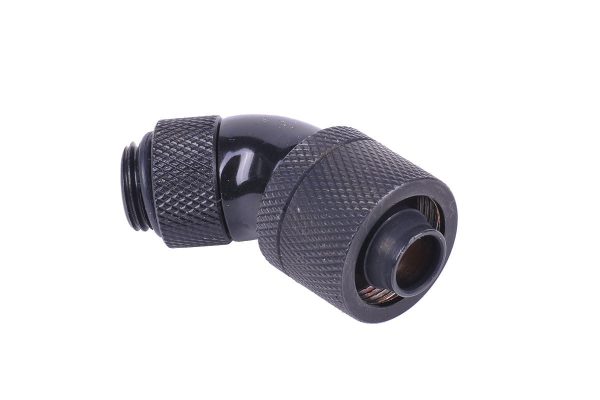 Alphacool 16/10 Compression Fitting 45degree Rotary G1/4 – Deep Black