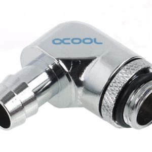 Alphacool 10mm (3/8inch) barbed fitting 90degree Rotary G1/4 with O-Ring - Chrome