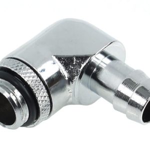 Alphacool 10mm (3/8inch) barbed fitting 90degree Rotary G1/4 with O-Ring - Chrome