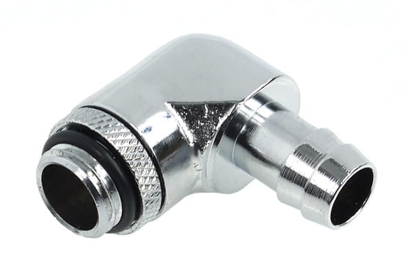 Alphacool 10mm (3/8inch) barbed fitting 90degree Rotary G1/4 with O-Ring - Chrome