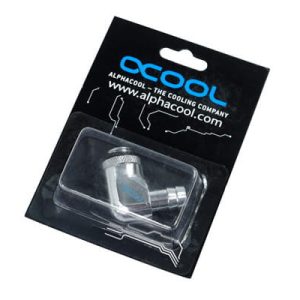 Alphacool 10mm (3/8inch) barbed fitting 90degree Rotary G1/4 with O-Ring - Chrome