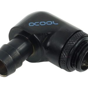 Alphacool 10mm (3/8inch) barbed fitting 90degree Rotary G1/4 with O-Ring - Deep Black
