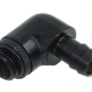 Alphacool 10mm (3/8inch) barbed fitting 90degree Rotary G1/4 with O-Ring - Deep Black