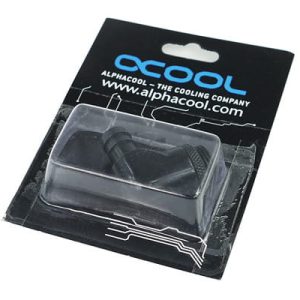 Alphacool 10mm (3/8inch) barbed fitting 90degree Rotary G1/4 with O-Ring - Deep Black