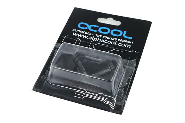Alphacool 10mm (3/8inch) barbed fitting 90degree Rotary G1/4 with O-Ring - Deep Black