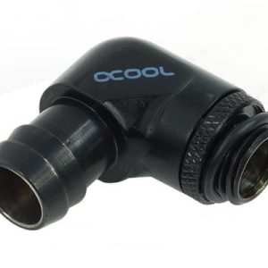 Alphacool 13mm (1/2inch) barbed fitting 90degree Rotary G1/4 with O-Ring - Deep Black