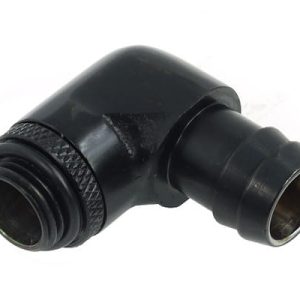 Alphacool 13mm (1/2inch) barbed fitting 90degree Rotary G1/4 with O-Ring - Deep Black