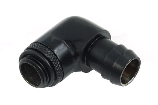 Alphacool 13mm (1/2inch) barbed fitting 90degree Rotary G1/4 with O-Ring - Deep Black