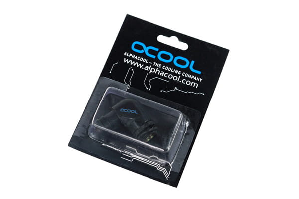 Alphacool 13mm (1/2inch) barbed fitting 90degree Rotary G1/4 with O-Ring - Deep Black