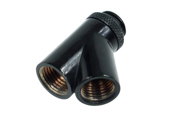 Alphacool Y-connector 45degree – G1/4 Rotary – 2x Female- 1x Male – Deep Black